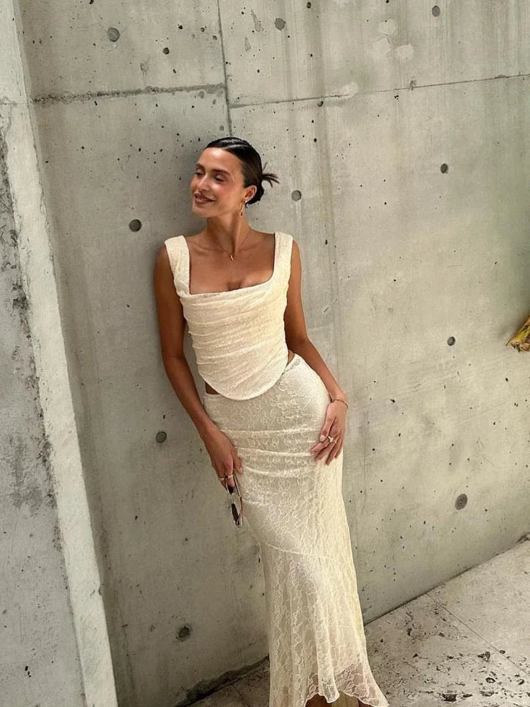 SOERA Esmeralda Lace Maxi Skirt Set - Matching Sets - 1005006072013774-;BM1770739110498960772 Black Set XS