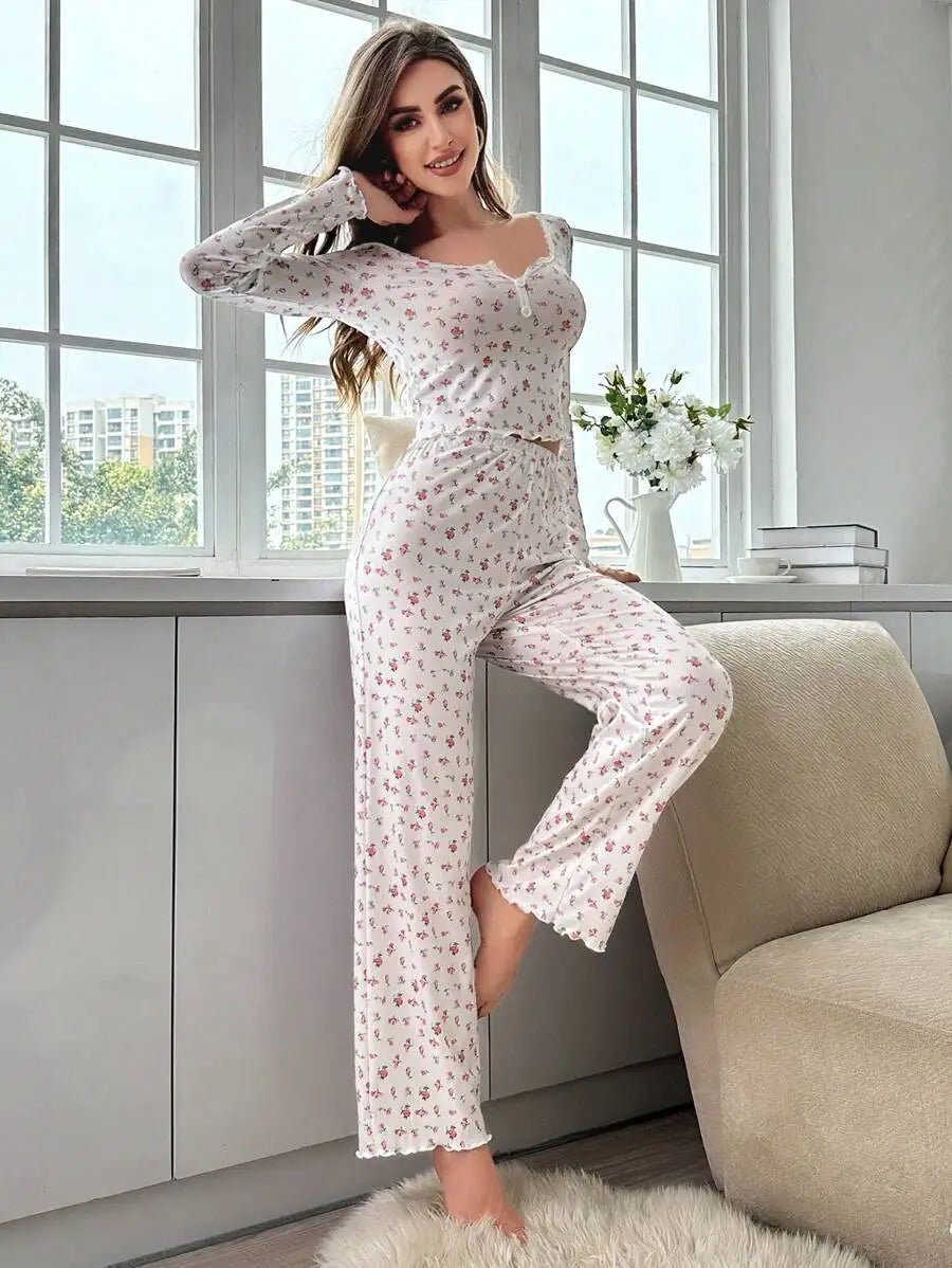 SOERA Long Sleeve Floral Pyjama Set - Matching Sets - Top S