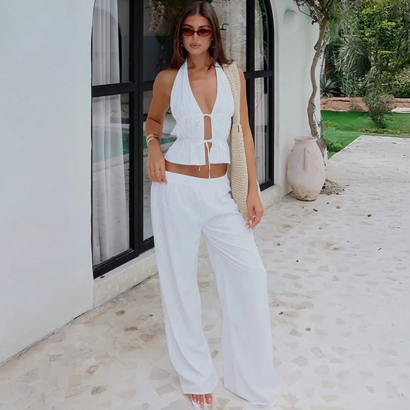 SOERA Renata Halter Cotton Two - Piece Set - Matching Sets - White M