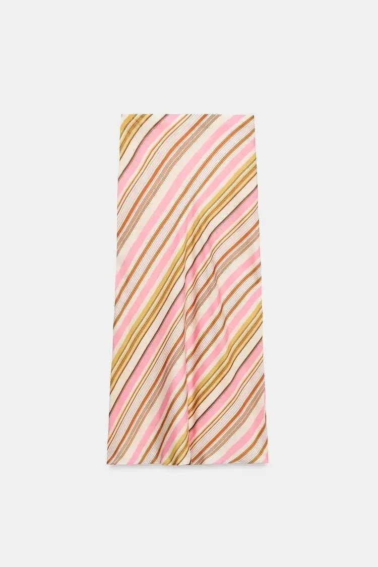 SOERA Sienna Bohemian Striped Satin Two-Piece Set - Matching Sets - Skirt XS