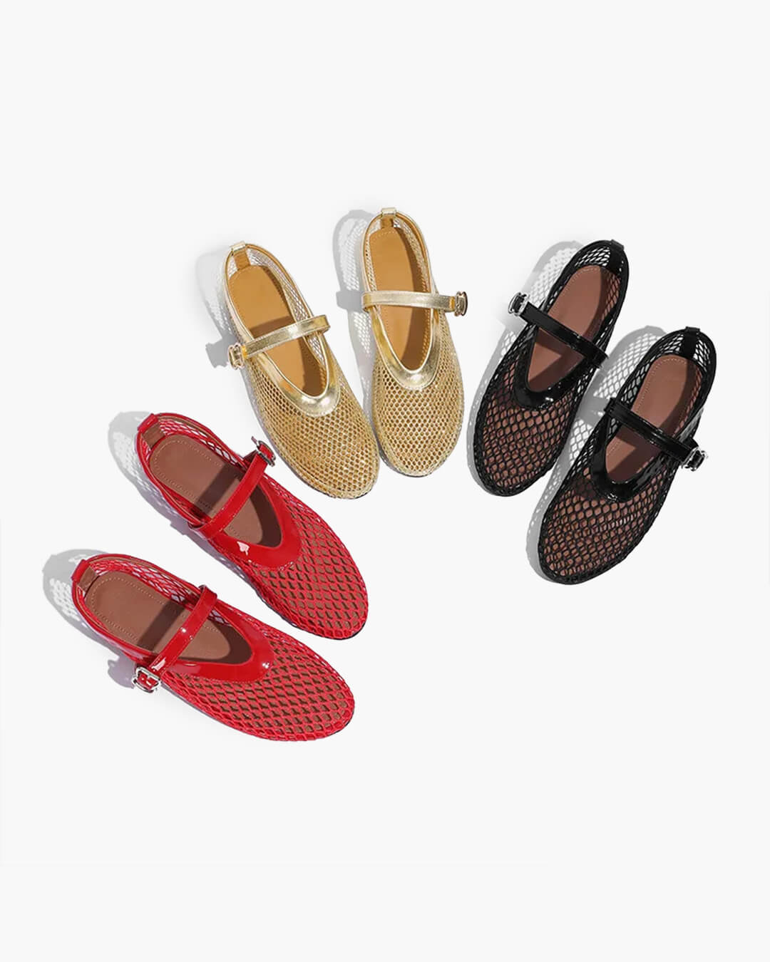 SOERA Elena Mesh Ballet Flats - Shoes - Red 37