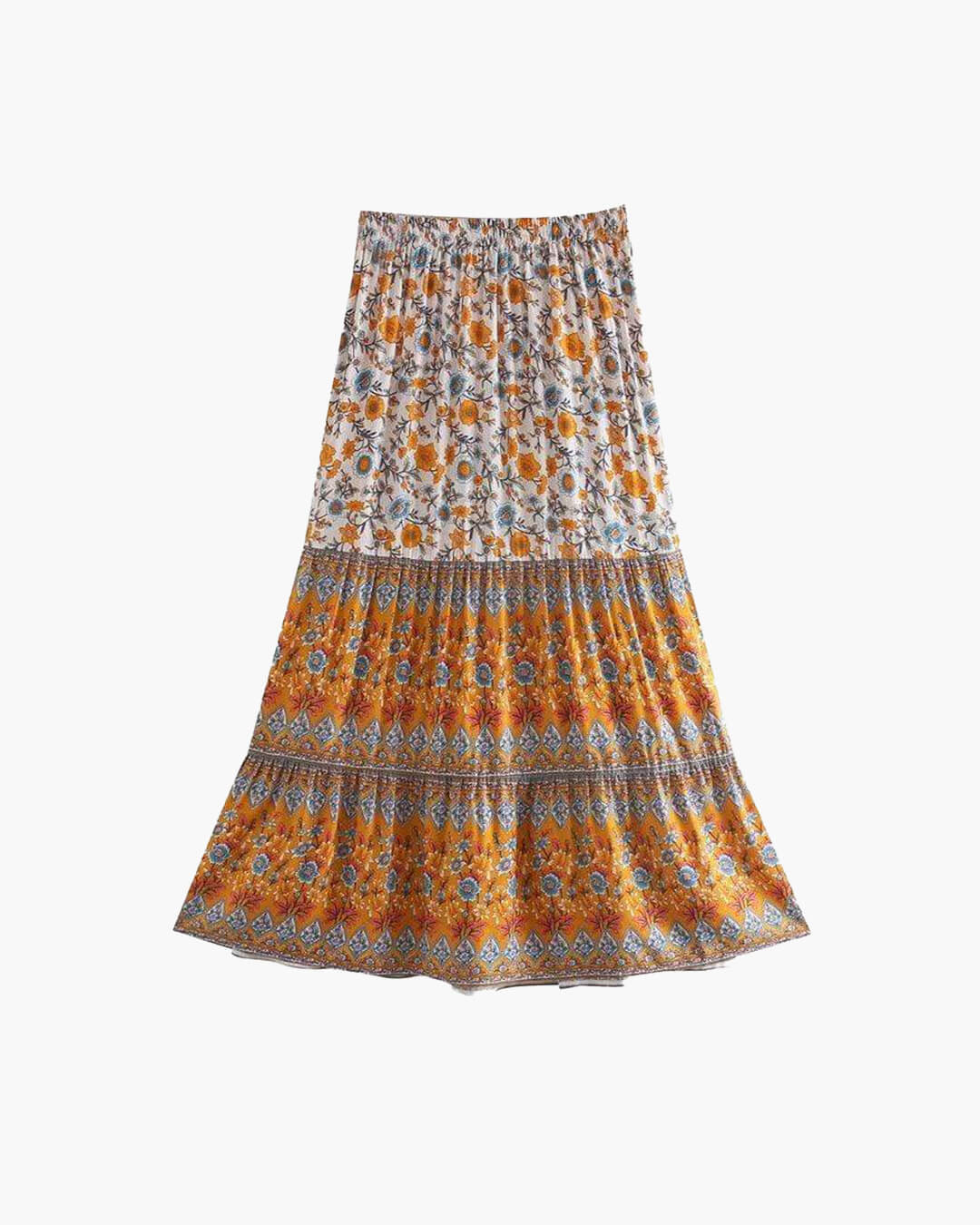 SOERA Bianca Floral Print Boho Beach Skirt - Skirts - SOERA-659267-YEL-M-55619 Orange M