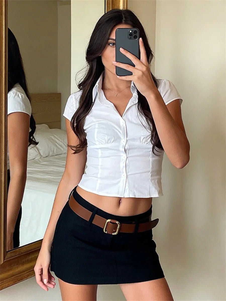 SOERA Ariana Cropped Button-Down Blouse - Tops - White S