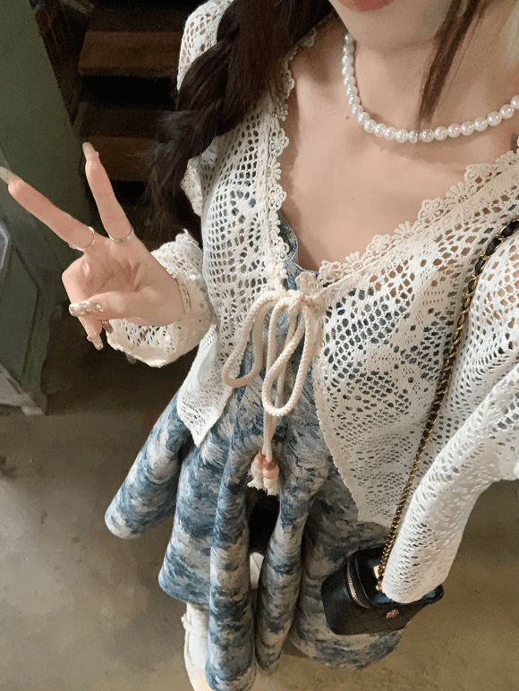 SOERA Camila Crochet Drawstring Beach Cover-Up - Tops - SOERA-468099-CRE-M-04483 Cream M