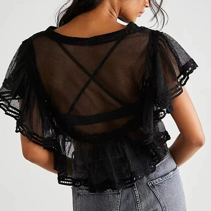 SOERA Genevra Sheer Chiffon Blouse - Tops - Black S