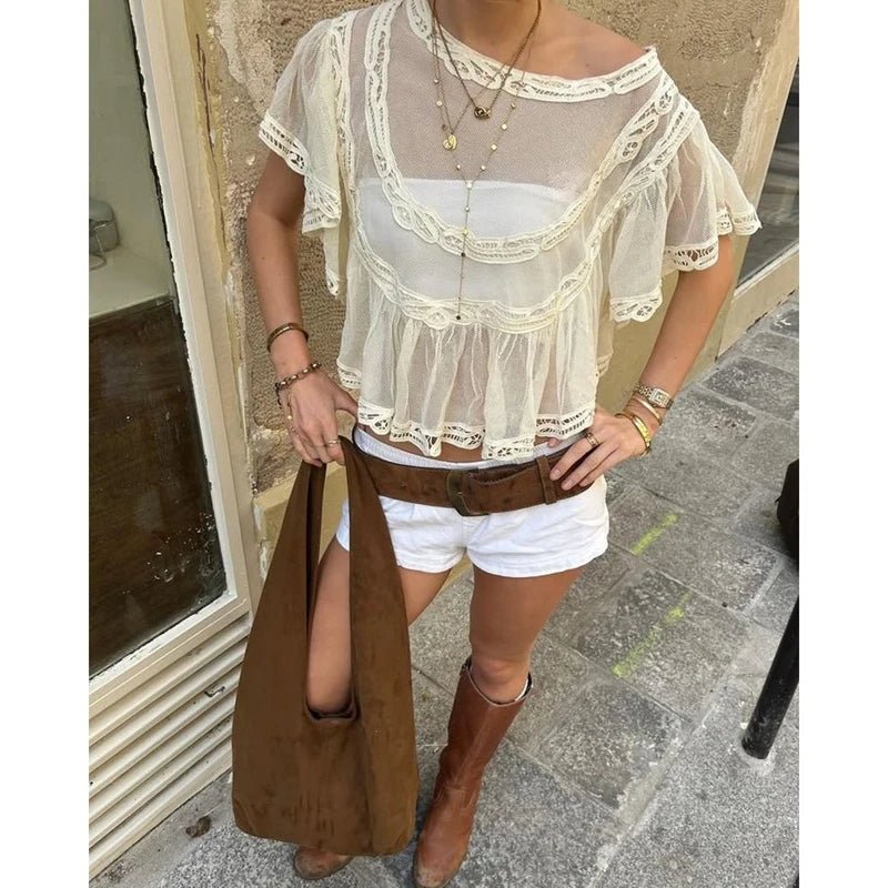 SOERA Genevra Sheer Chiffon Blouse - Tops - White S