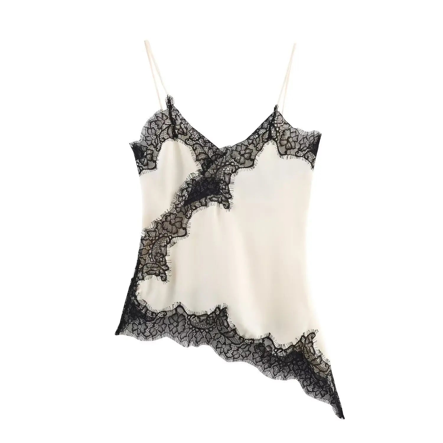 SOERA Kara Asymmetric Satin Cami Top - Tops - 1005009973435965-;Tj1763048696671291640 White/Black S