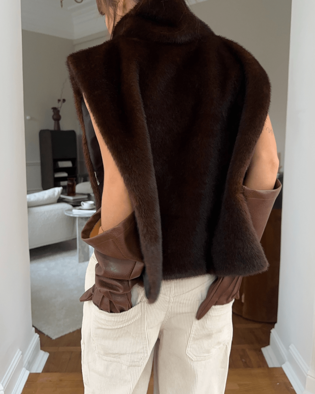 SOERA Lorna Faux Fur Turtleneck Vest - Vests - QX1762772375819365946 Brown S