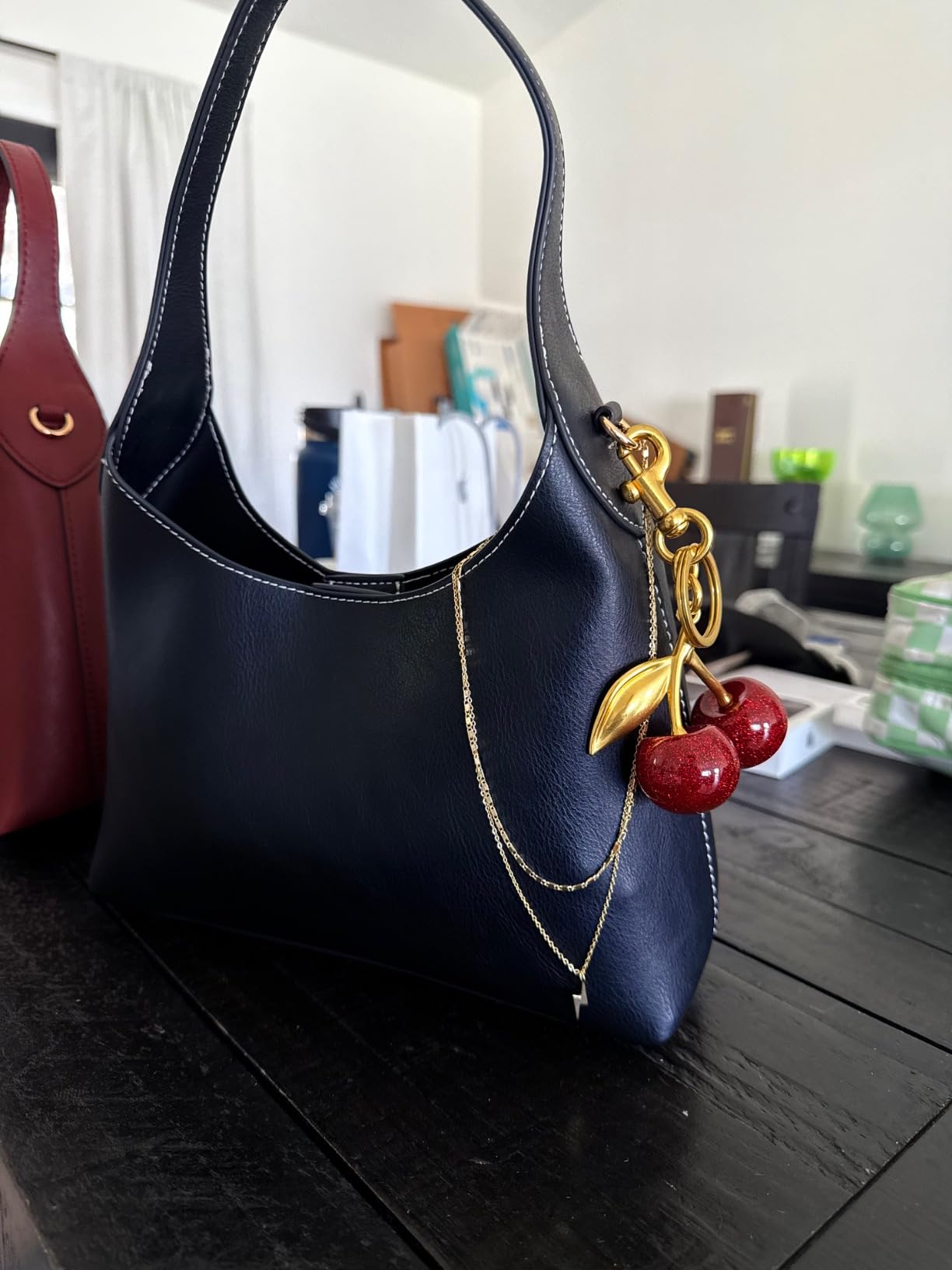 Amelia Faux Leather Bag with Cherry Charm - SOERA Store