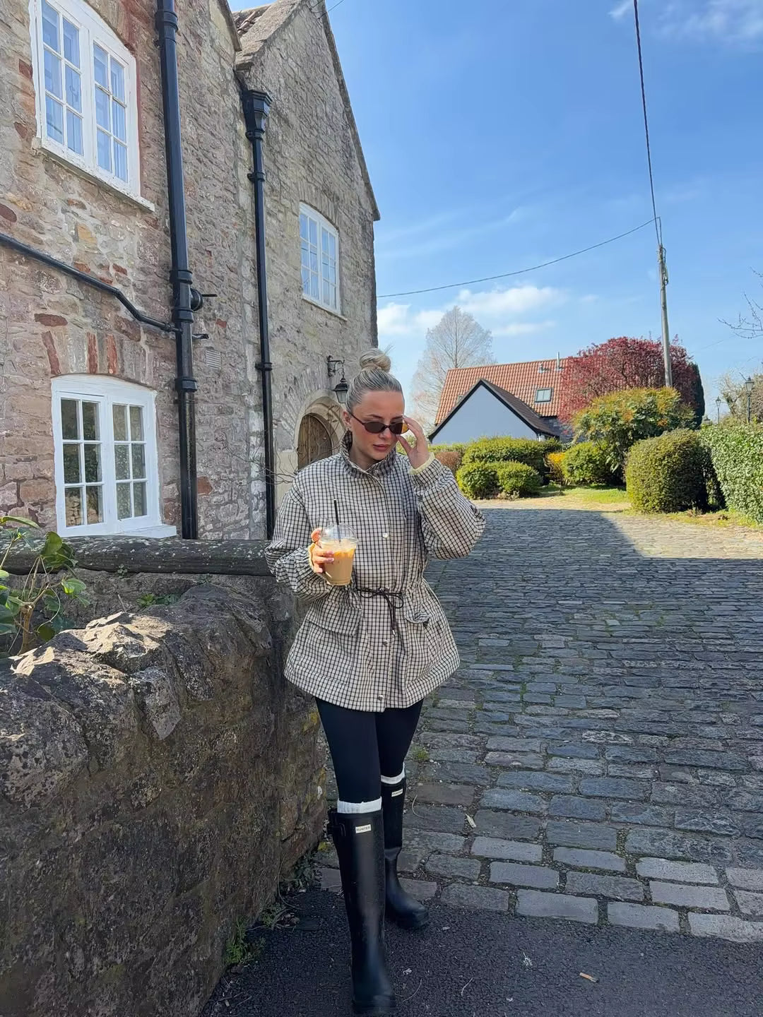 Veste zippée à capuche Marnie à carreaux