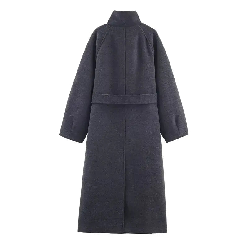 Arielle High Collar Long Belted Coat 4