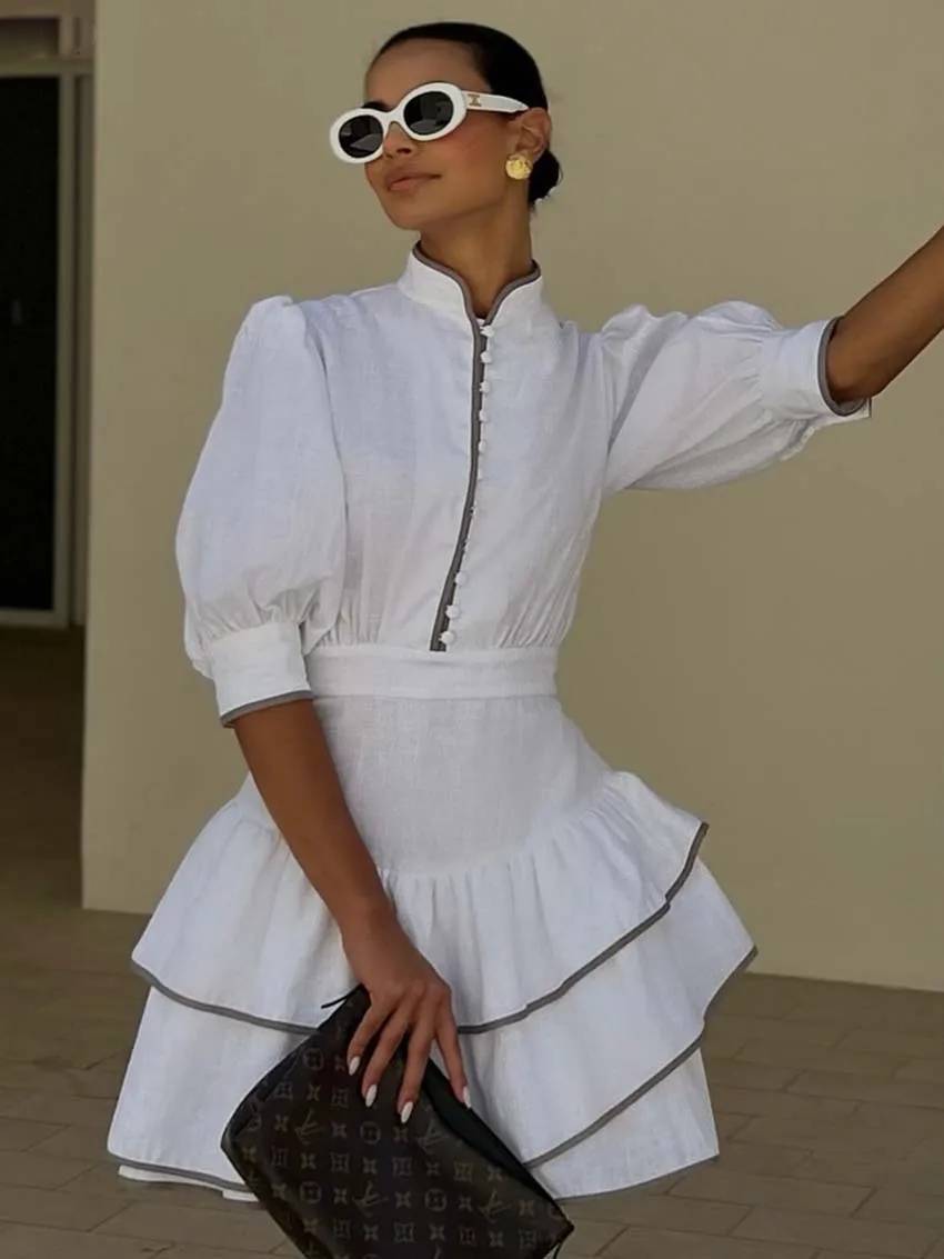 Aiwila robe courte col roulé patchwork