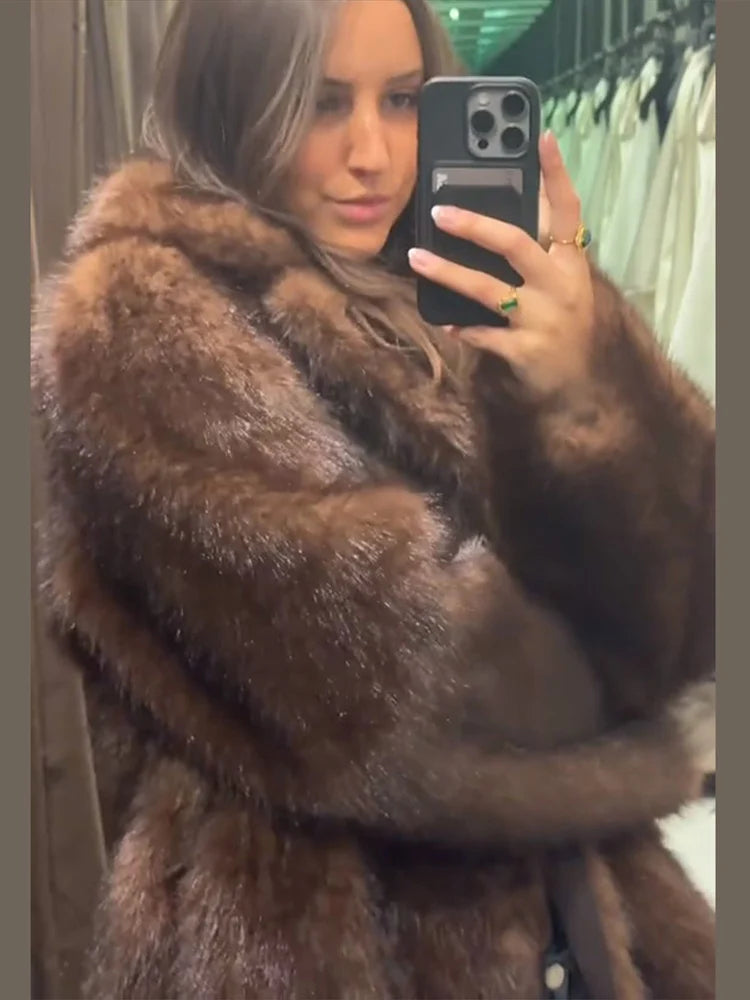 Reversible Faux Fur Winter Coat for Women - Chic High Street Jacket 2