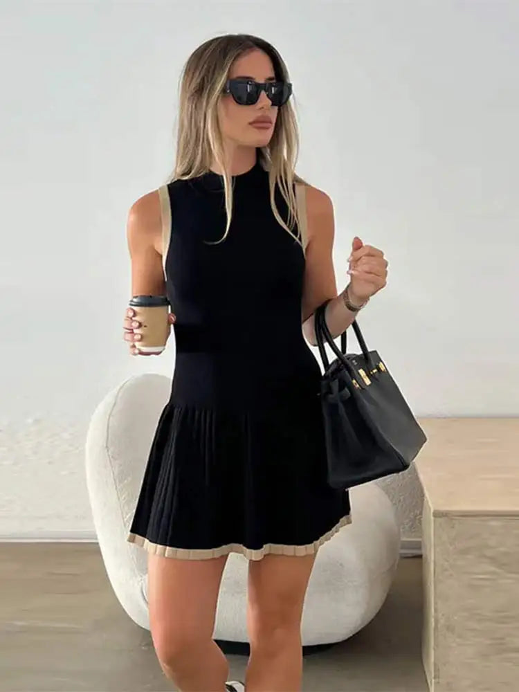Robe Margot taille basse en maille contrastée