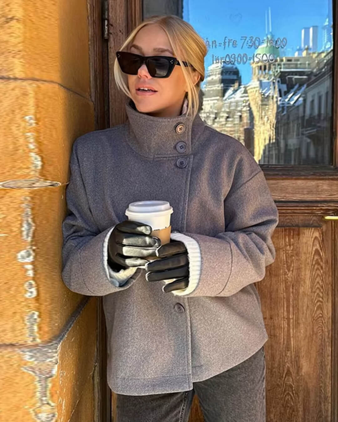 SEAME - Rosalia Elegant Lady Women's Jacket with Stand Collar for Autumn Style Navy Blue S