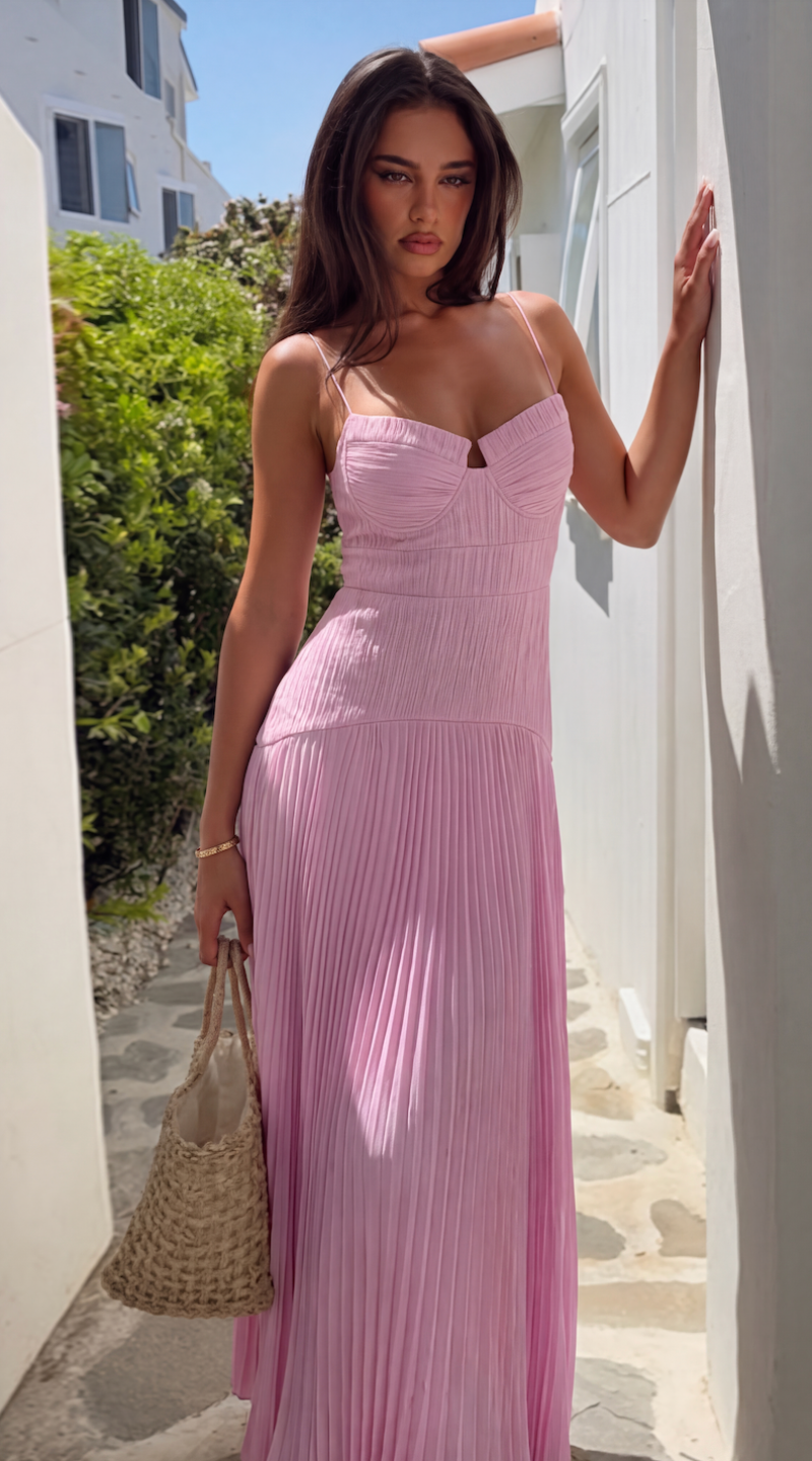 Robe longue Sophia en chiffon froissé