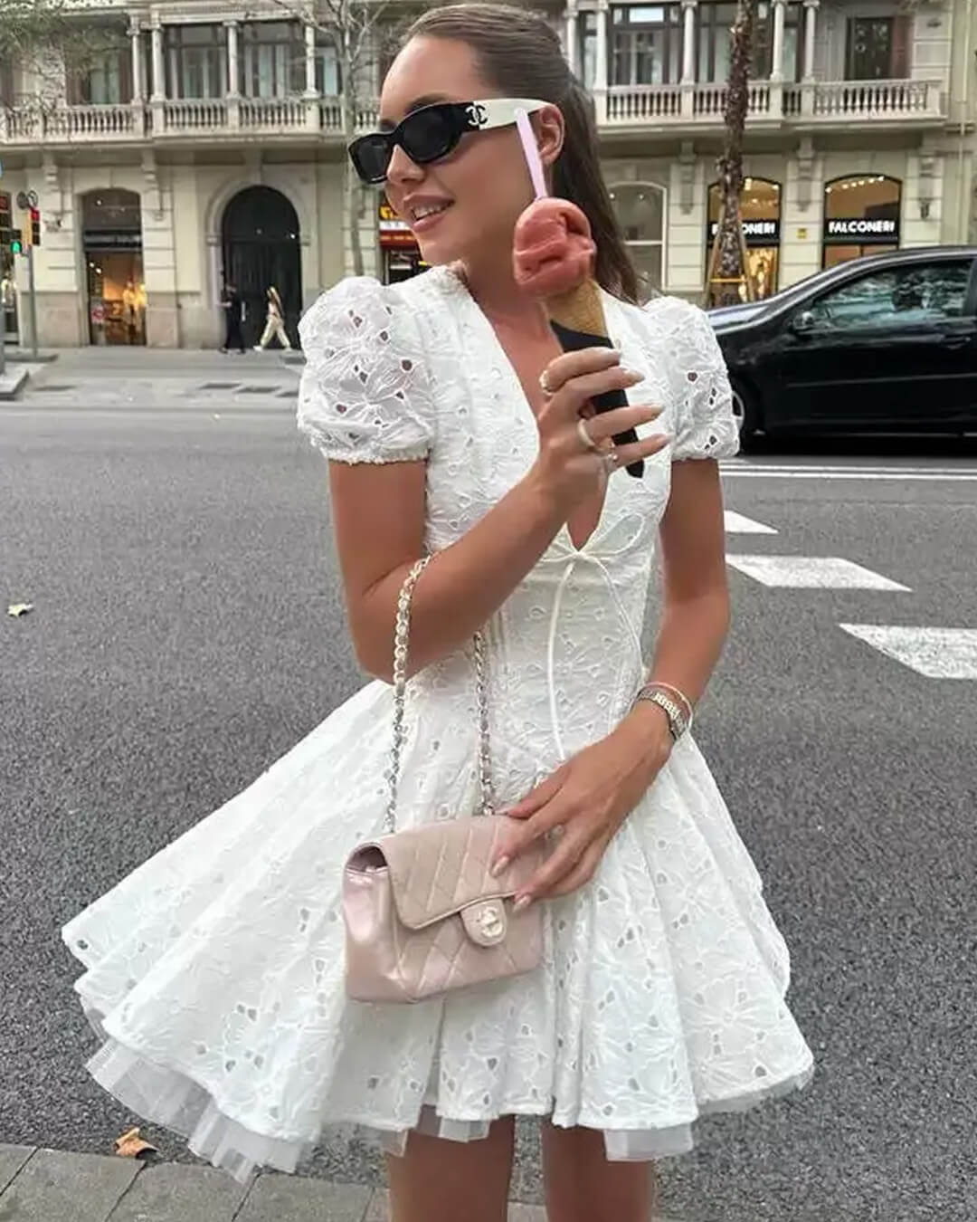 Shayne Puff Sleeve Embroidered Mini Dress 2