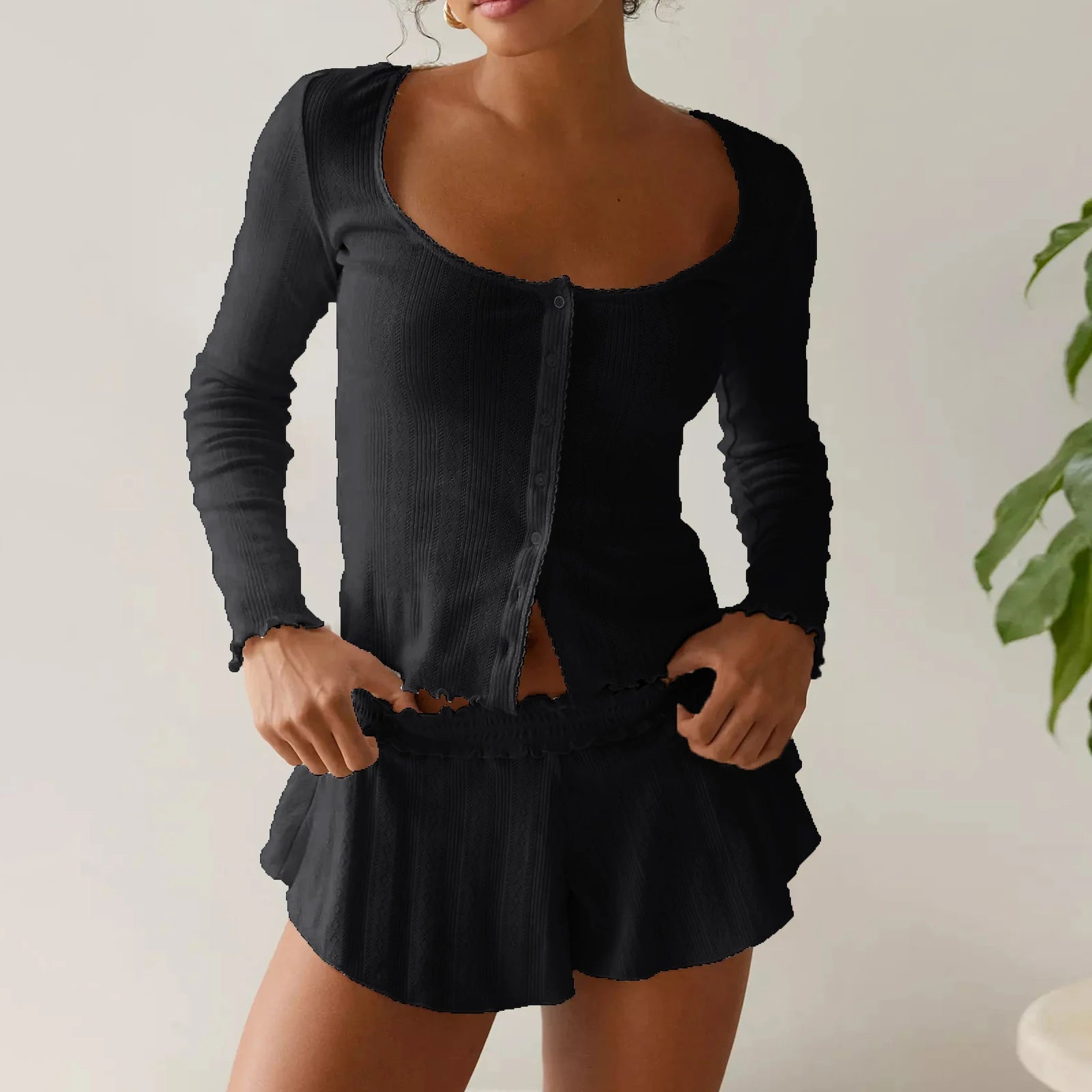 Women Pajama Set - Fairy Grunge Two Piece Pajama Sets with Long Sleeve Top and Shorts - Ladies Pyjamas for Comfort and Style 3