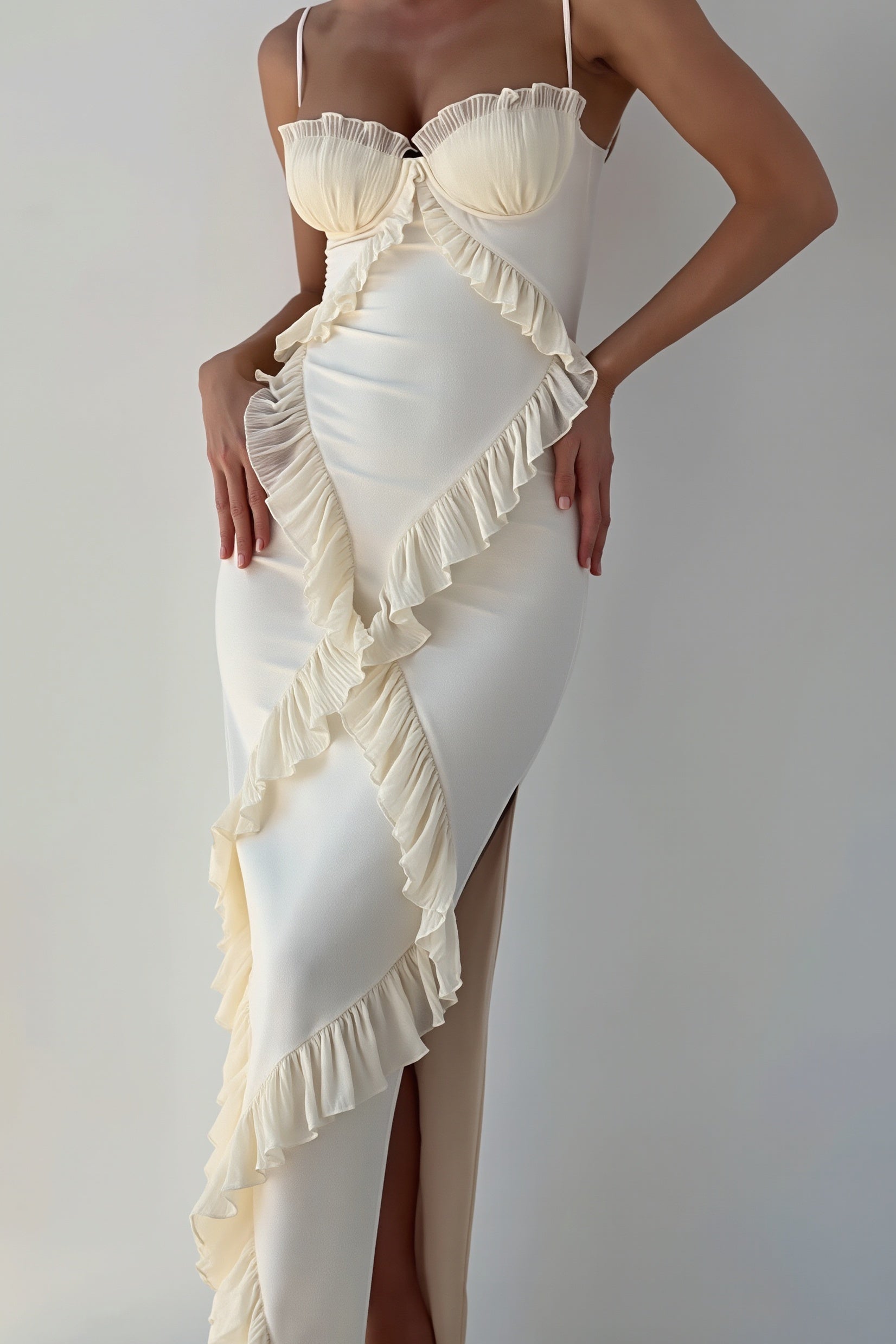 Natasha Lace Ruffle Maxi Dress