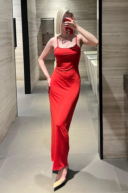 Robe maxi à bretelles col V Janet
