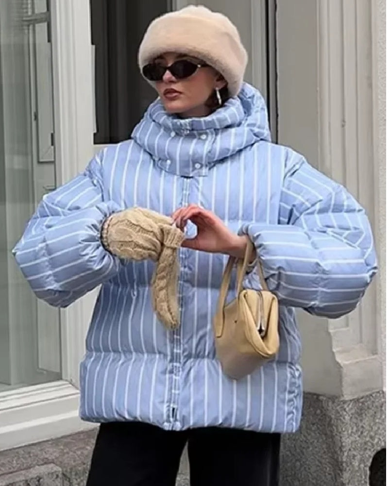 Veste matelassée Emma rayée à capuche