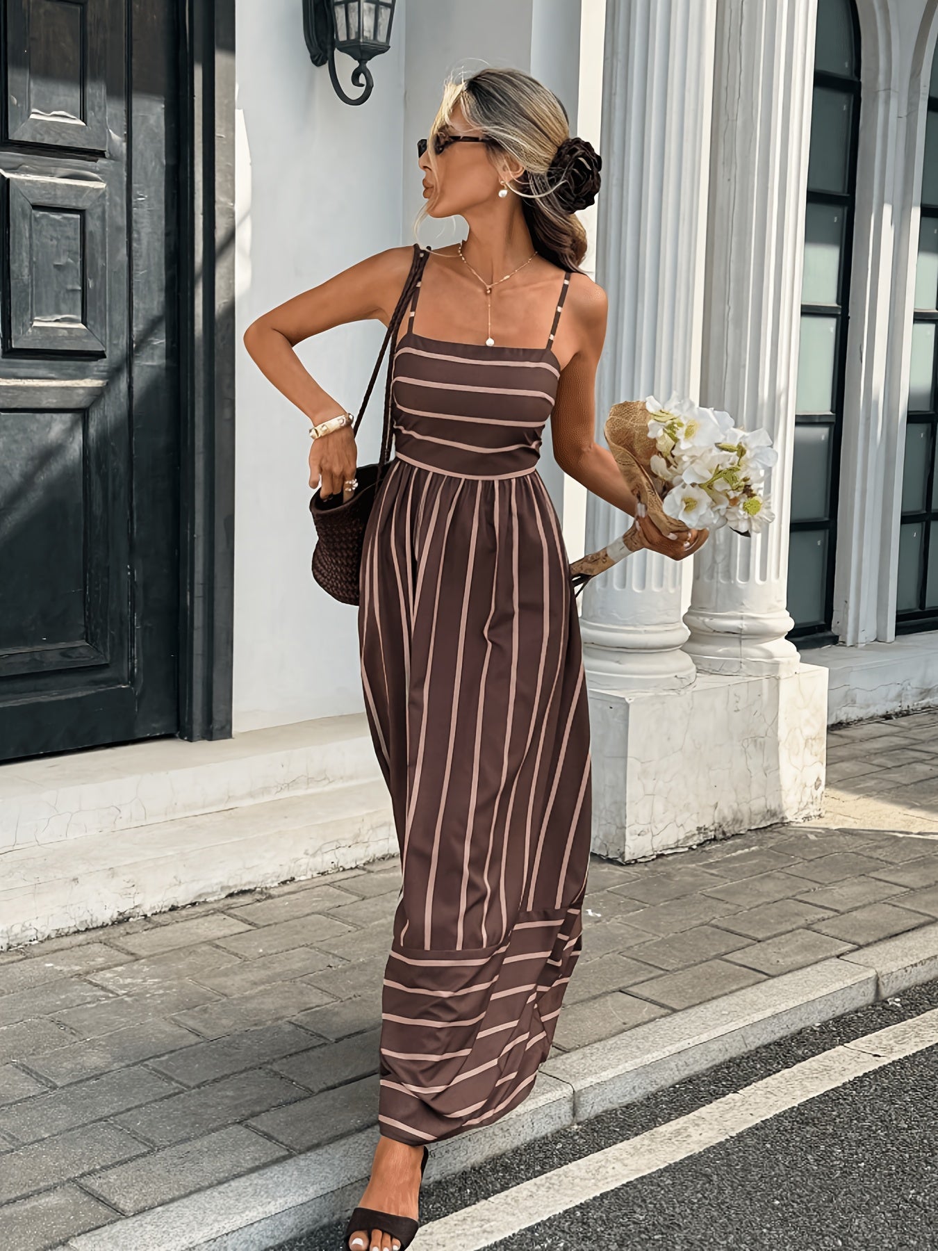 Robe nuisette en lin à rayures Elena