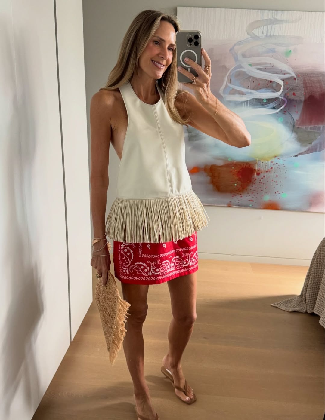 Sierra Faux Leather Fringe Halter Top