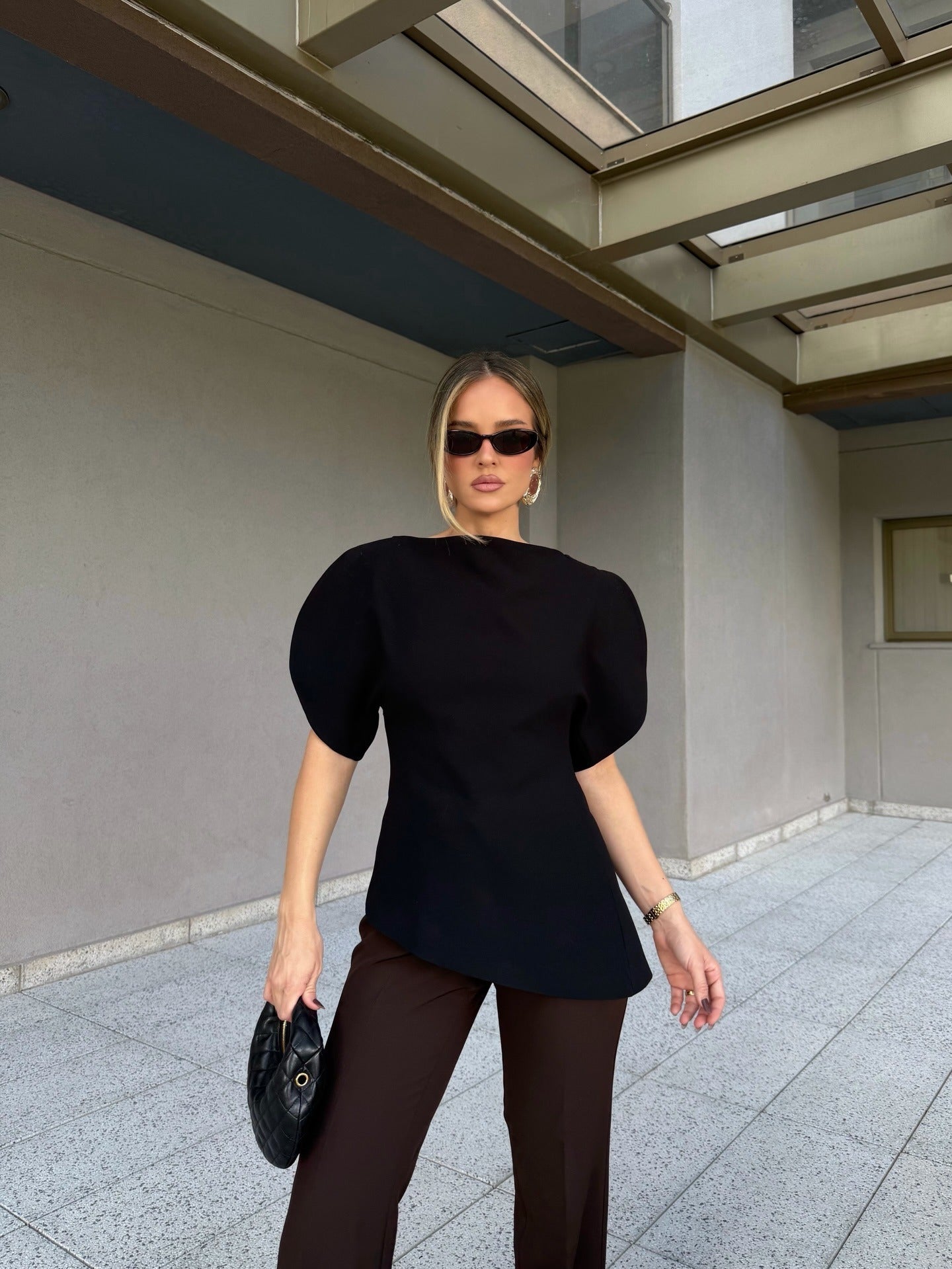 Sienna Tricot Balloon Sleeve Top