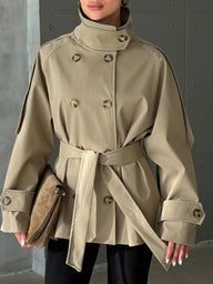 Manteau Portia à col montant et laçage