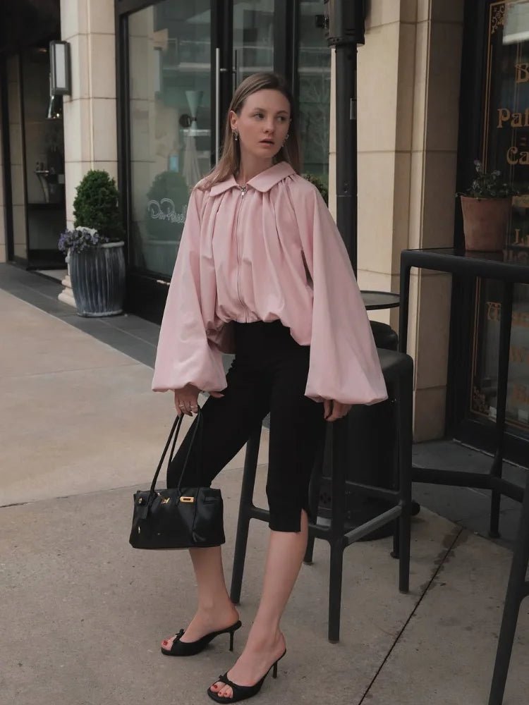 SOERA Sandra Cropped Balloon Sleeve Jacket - Jacket - SOERA-133763-PIN-M-77027 Pink M