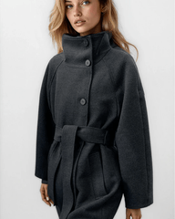 Manteau long Arielle à col montant et ceinture
