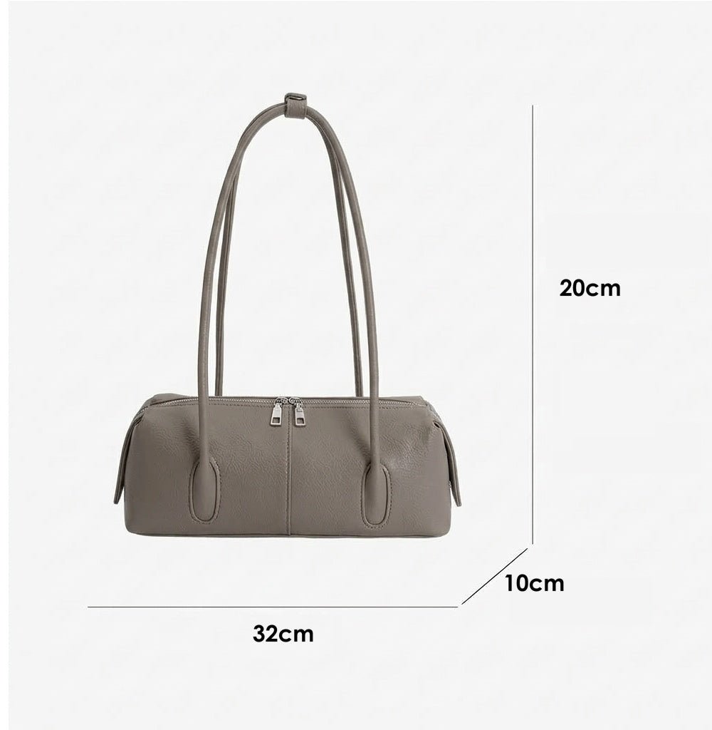 SOERA Julie Cylindrical Leather Shoulder Bag - Bag - SOERA-050115-GRE-OS-68163 Taupe-Grey