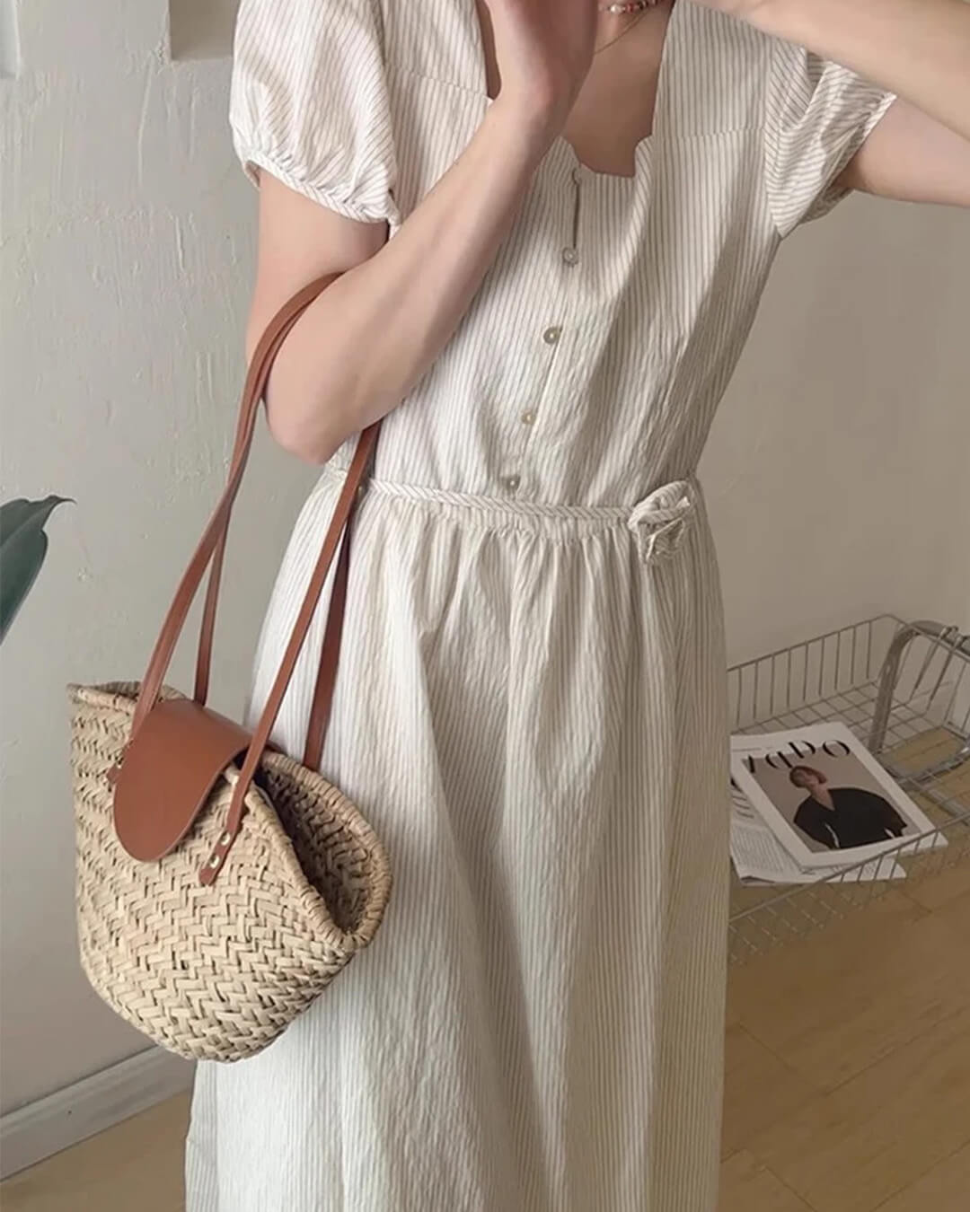 SOERA Sophia Woven Rattan Shoulder Bag - Bag -  Beige