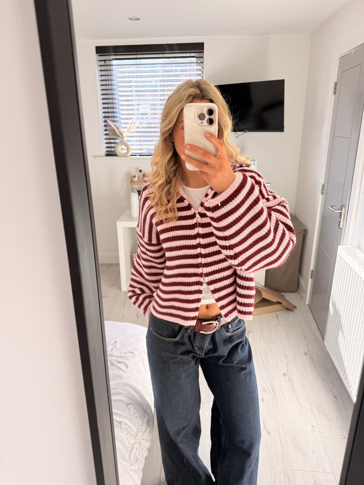 SOERA Valerie High Neck Zip-Up Cardigan - Cardigans - SOERA-605955-RED-S-05763 Red Stripes S