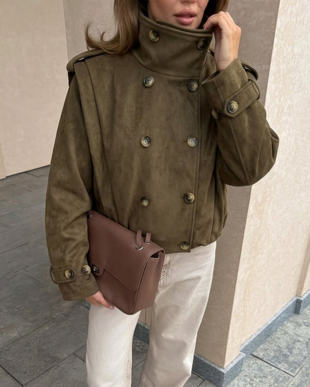 SOERA Amelia Retro Faux Suede Cropped Trench - Coat - SOERA-354243-ASP-S-88547 S