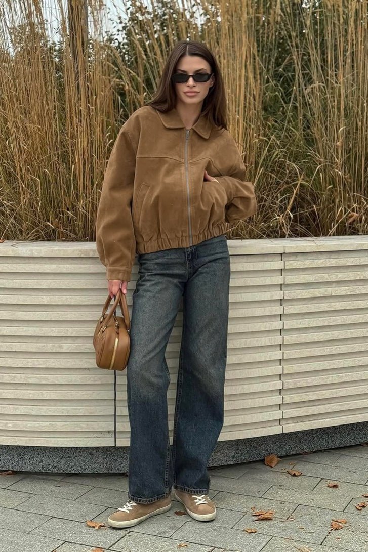 SOERA Jenny French Suede Notch Collar Trench - Coat - SOERA-197123-KHA-L-09155 Brown L