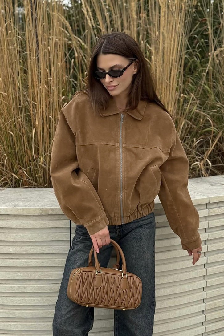 SOERA Jenny French Suede Notch Collar Trench - Coat - SOERA-197123-KHA-M-76387 Brown M