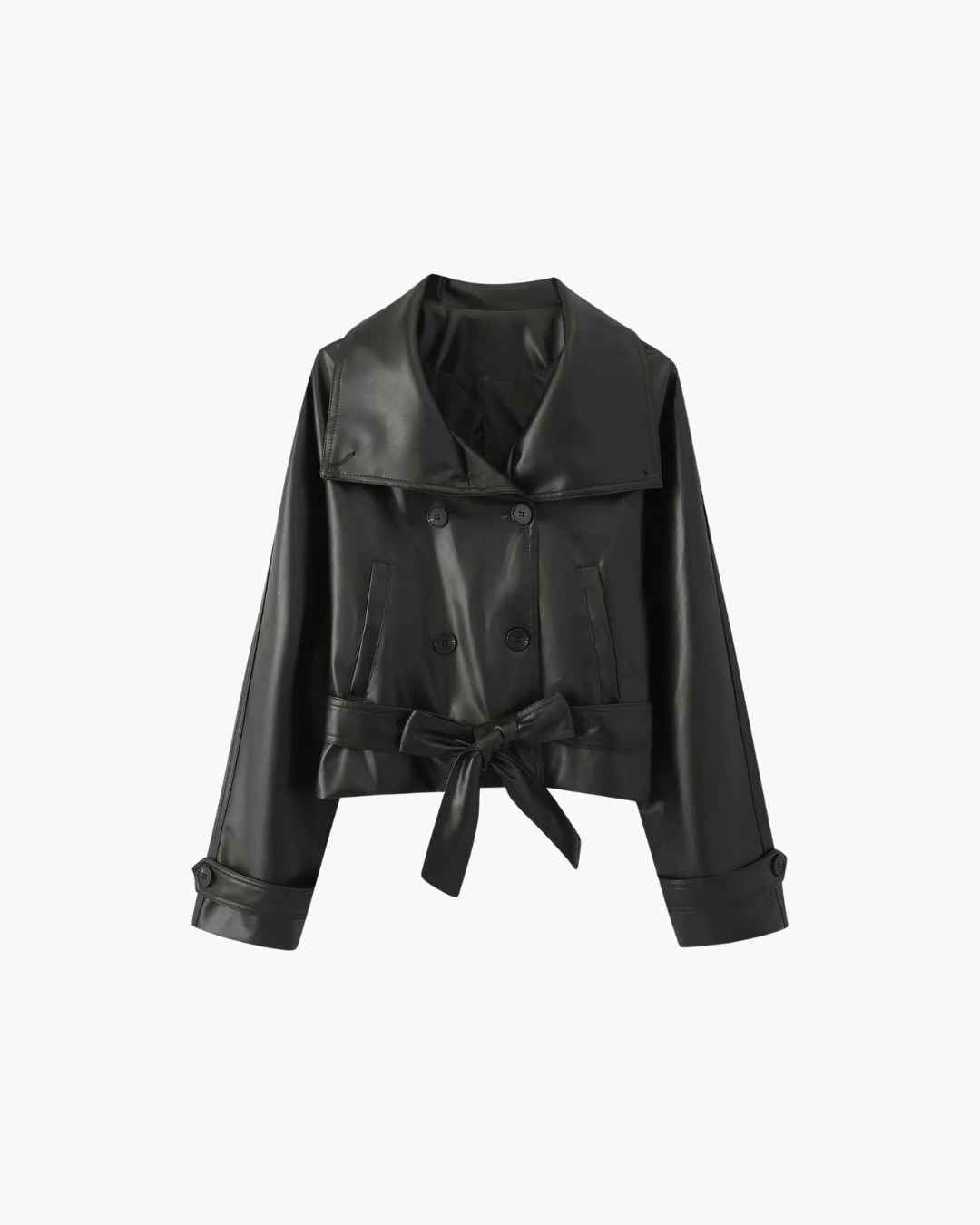SOERA Nadia Faux Leather Lace-Up Trench Coat - Coat - SOERA-446403-BLA-S-46595 Black S