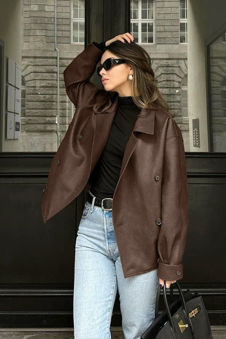 SOERA Sandra Vintage Relaxed Leather Coat - Coat - SOERA-664259-BRO-S-61571 Brown S