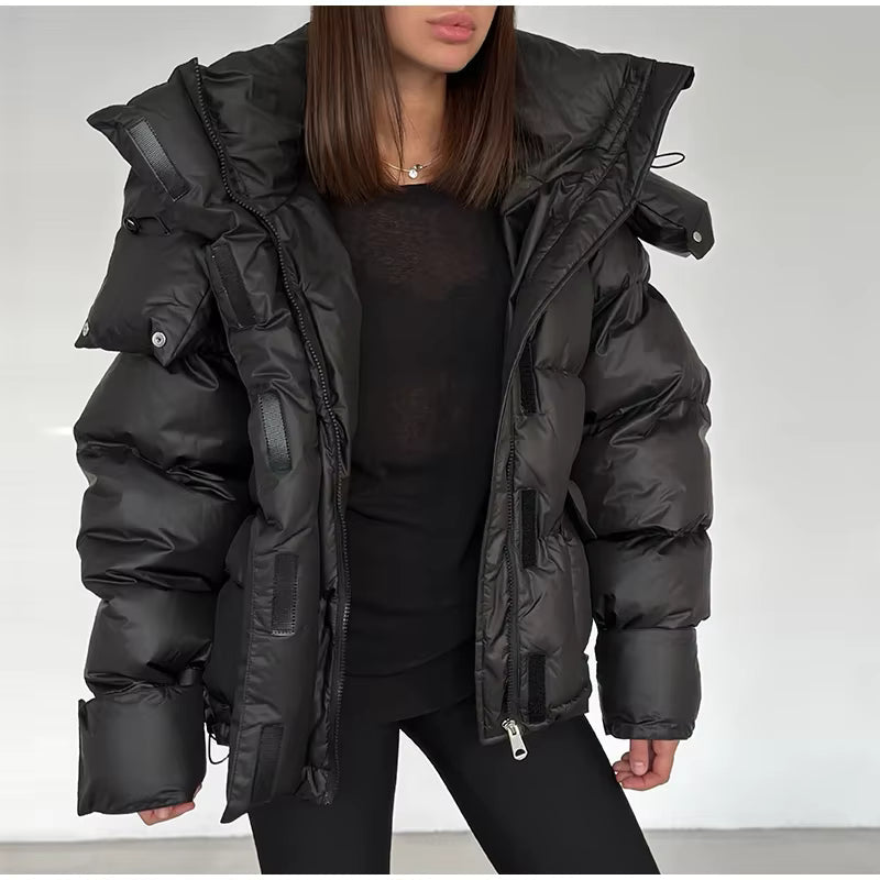 SOERA Daniela Flap Pockets Hooded Puffer Coat - Coats - SOERA-580547-BLA-S-70627 Black S