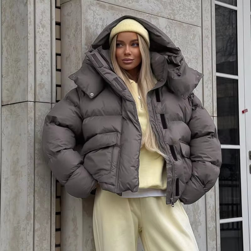 SOERA Daniela Flap Pockets Hooded Puffer Coat - Coats - SOERA-580547-CHA-M-05091 Charcoal Gray M