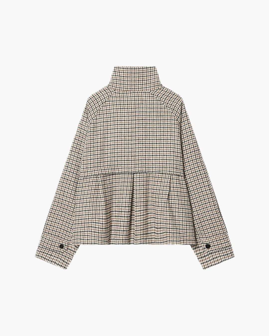 SOERA Amelia High-Collar Houndstooth Cropped Jacket - Coats & Jackets - SOERA-085187-ASP-L-68611 Beige L