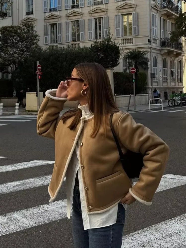 SOERA Aralyn Faux Fur Suede Coat - Coats & Jackets - 1005009972956325-;hV1764887228032067299 Beige XS