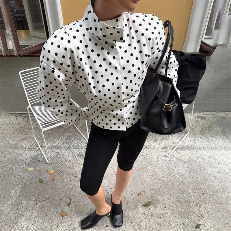 SOERA Caryl Stand Collar Polka Dot Jacket - Coats & Jackets - 1005009631661786-;cf1774869403517085936 S