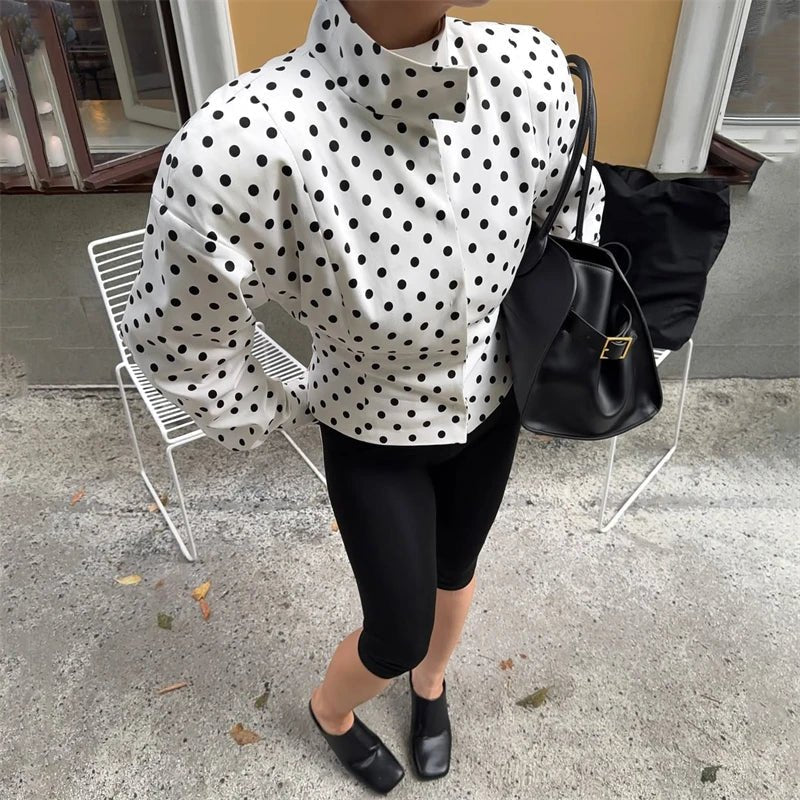 SOERA Caryl Stand Collar Polka Dot Jacket - Coats & Jackets - 1005009631661786-;cf1774869403517085936 S