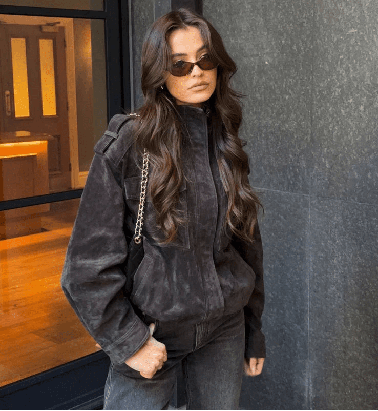 SOERA Elyssa Suede Bomber Jacket - Coats & Jackets - 1005009961733006-;UE1770739110473283746 Navy Blue S