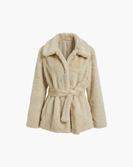 Manteau Farrah en fausse fourrure avec ceinture