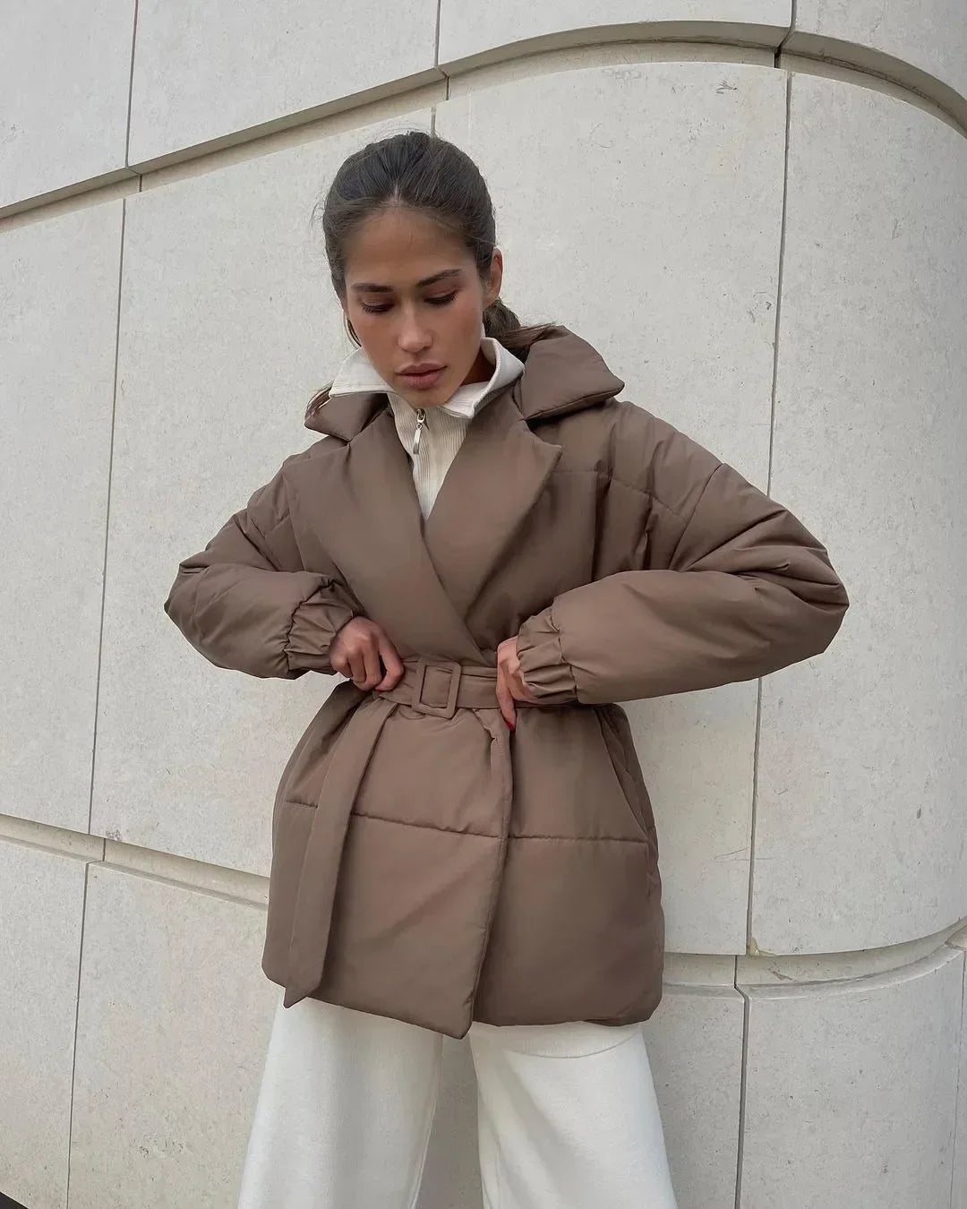 SOERA Jaime Belted Puffer Jacket - Coats & Jackets - 1005007472734778-;Br1766488746263140435 Brown S