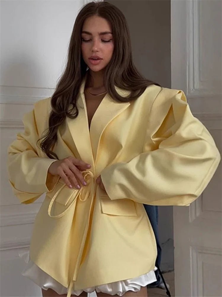 SOERA Leandra Wide Sleeves Belted Blazer - Coats & Jackets -  Blue S
