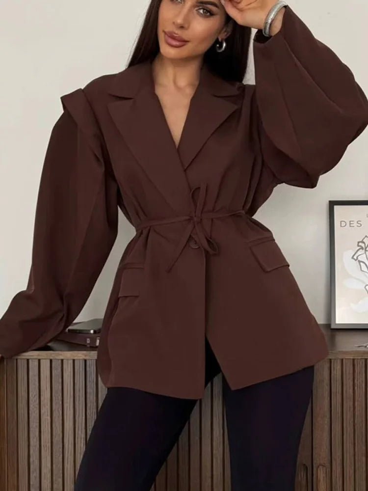 SOERA Leandra Wide Sleeves Belted Blazer - Coats & Jackets -  Blue S